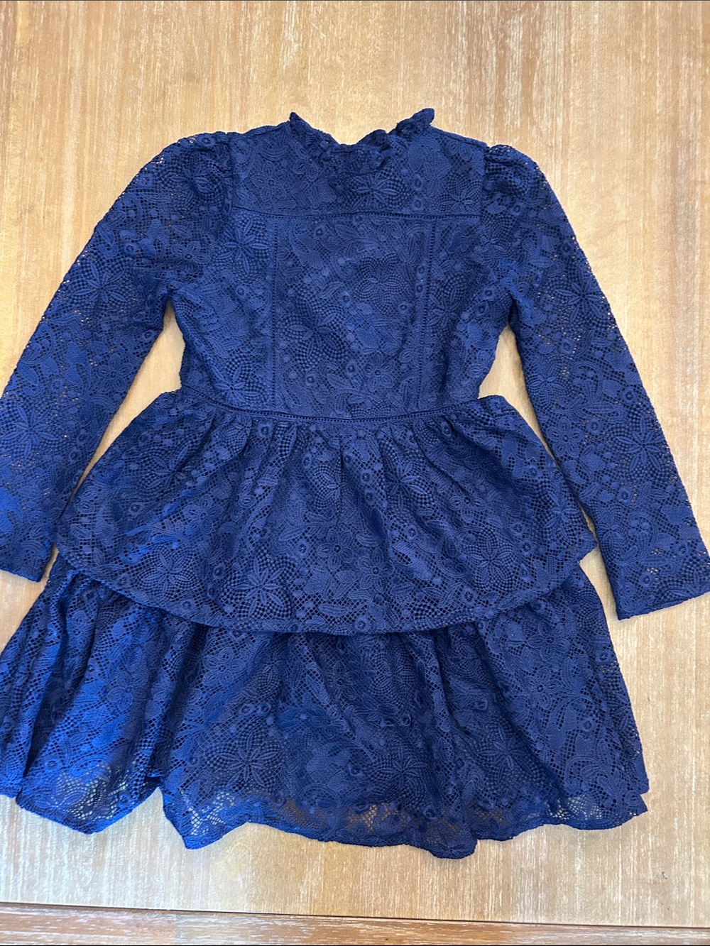 Janie and Jack Girls Navy Blue Lace Tiered Dress